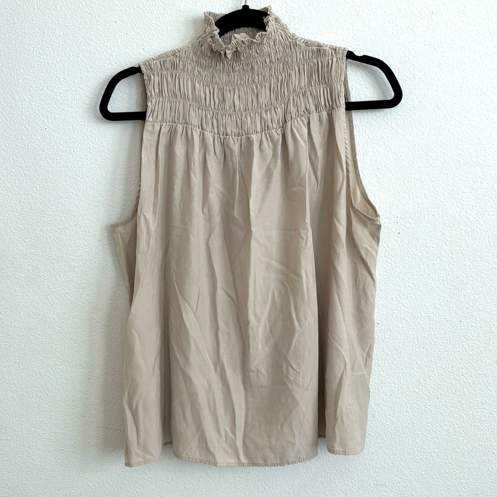 GRADE & GATHER smocked neck blouse